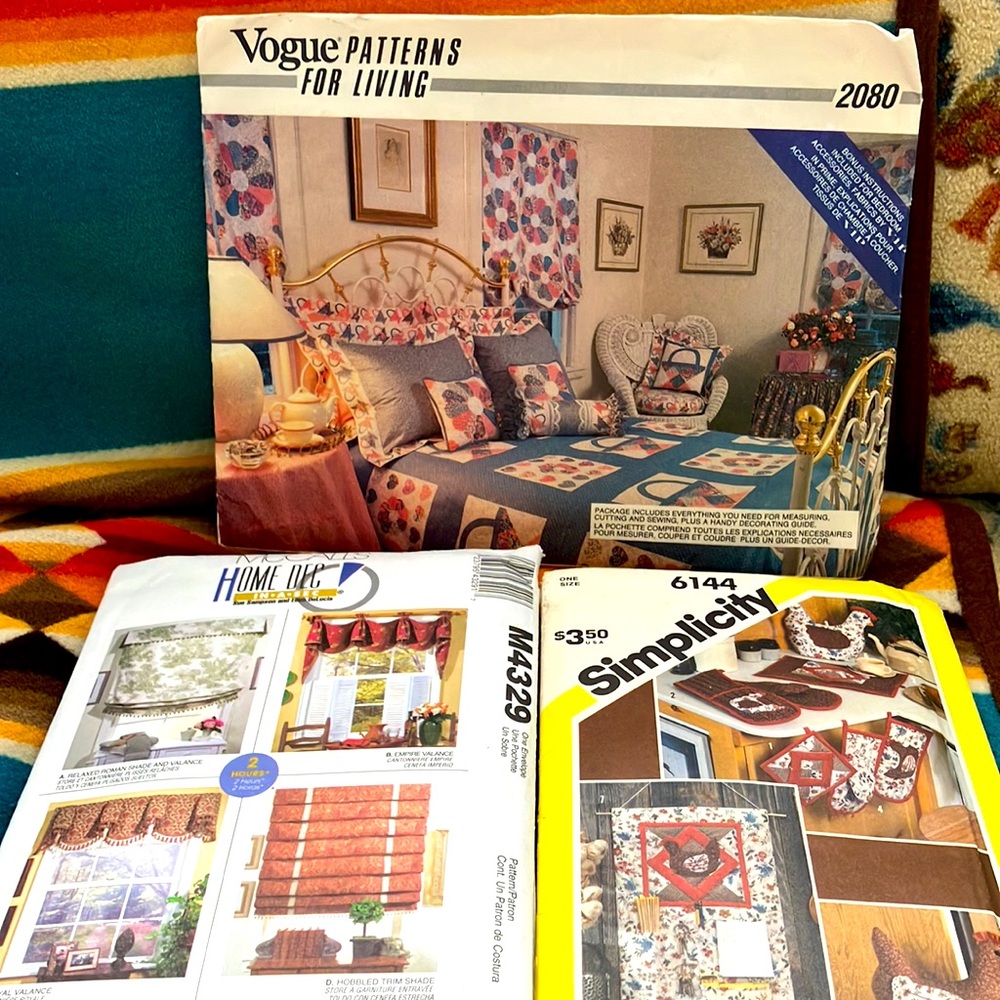 VOGUE MCCALLS SIMPLICITY HOME DECOR IN A SEC & HOME DECOR UNCUT PATTERNS